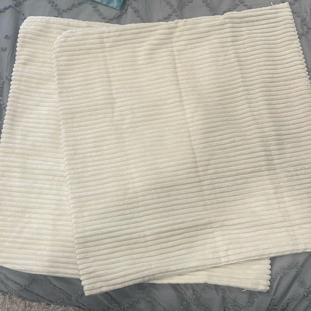 NWOT 2 cream soft ribbed pillow covers.